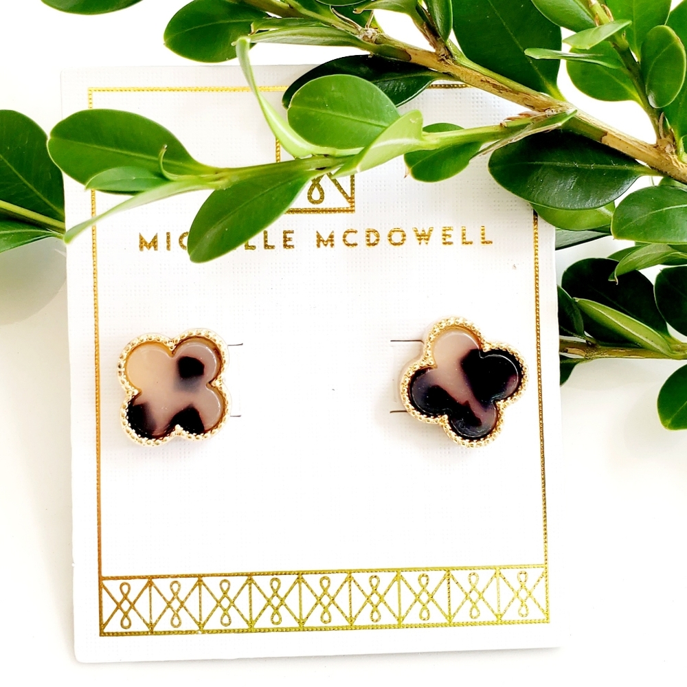 Michelle McDowell Tortoise Shell Clover Earrings